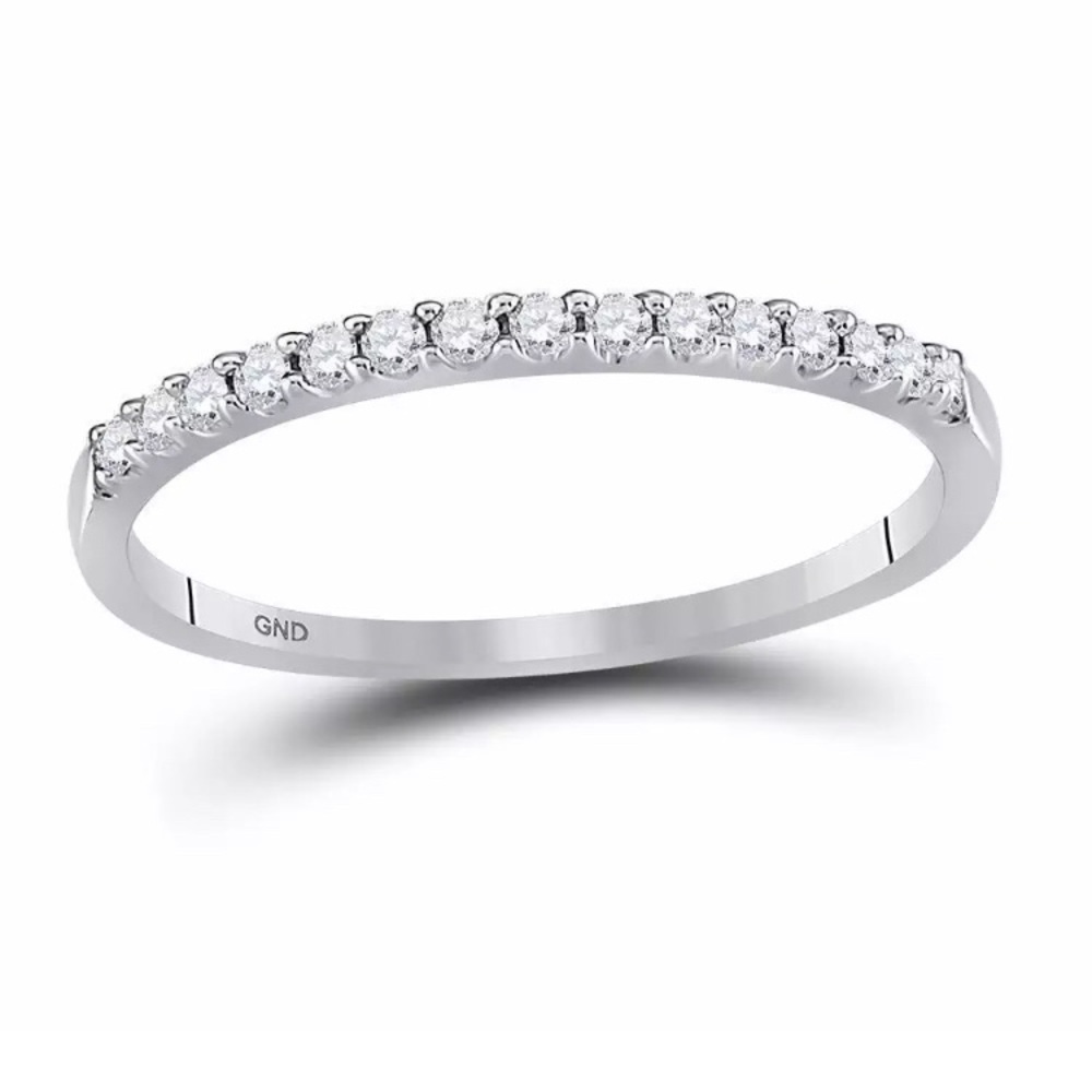 14k White Gold Diamond SWedding Band 1/6 Cttw